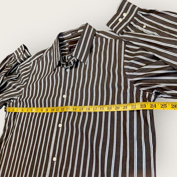 Duck Head Striped Long Sleeve Button Up Shirt Athletic Fit Mens XXL Brown White - Picture 8 of 11